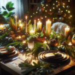 Wigilijny stół z elementami natury