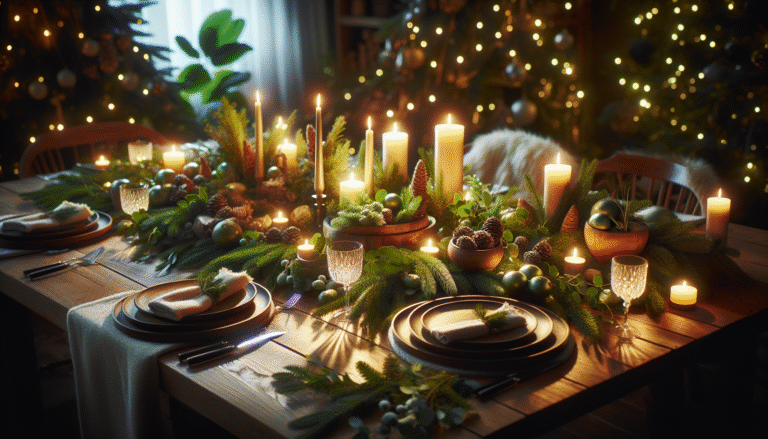 Wigilijny stół z elementami natury