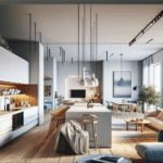 Kuchnia otwarta na salon w stylu skandynawskim