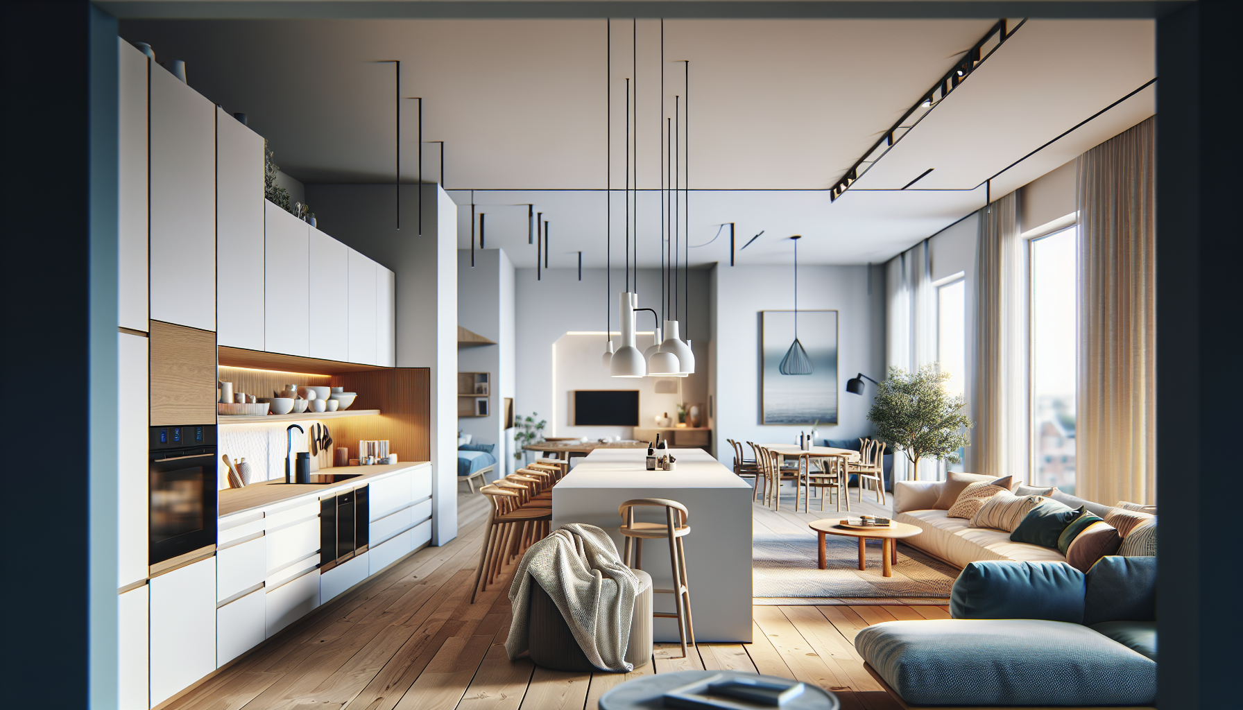 Kuchnia otwarta na salon – aranżacja w stylu skandynawskim